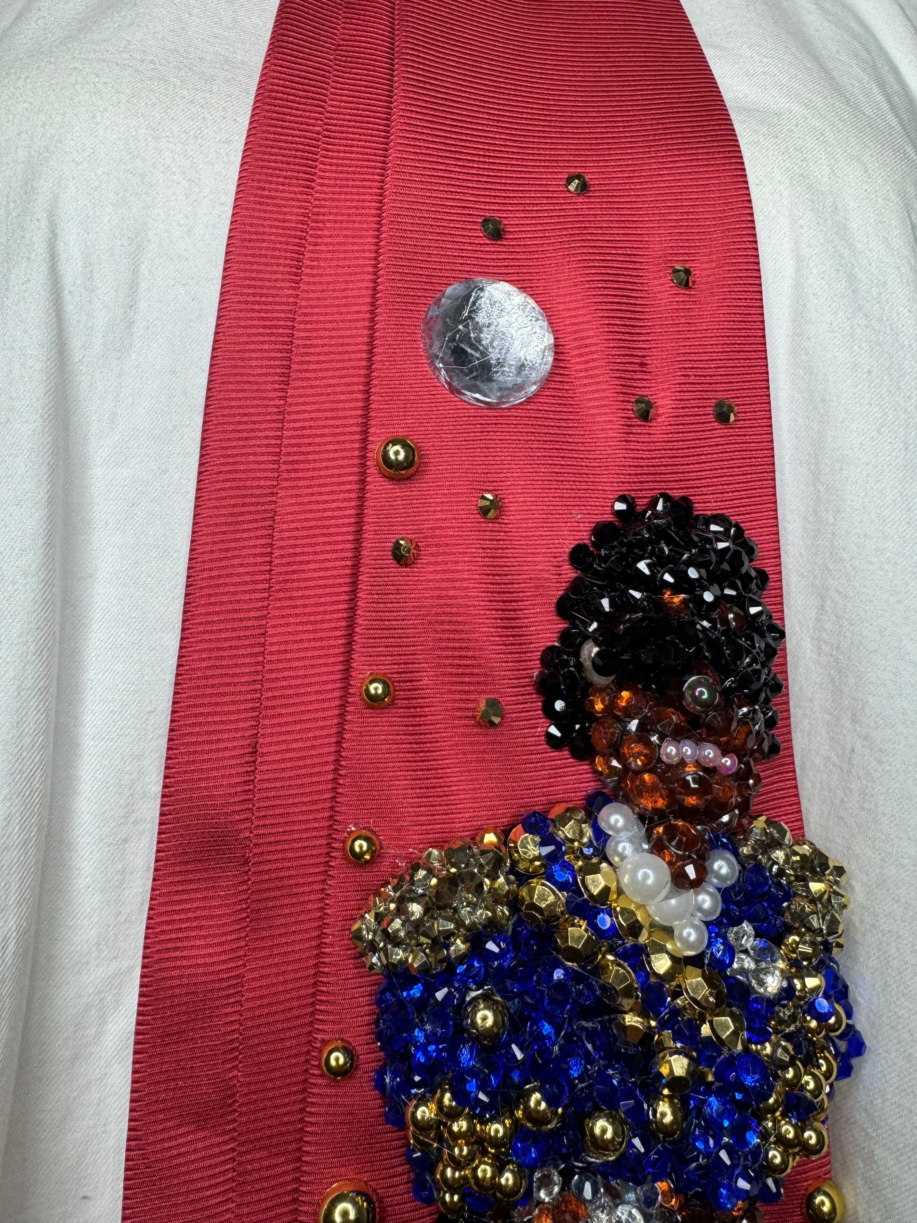 Red Michael Jackson Sitting Down On His Record Breaking Grammy Night 1984 Tie