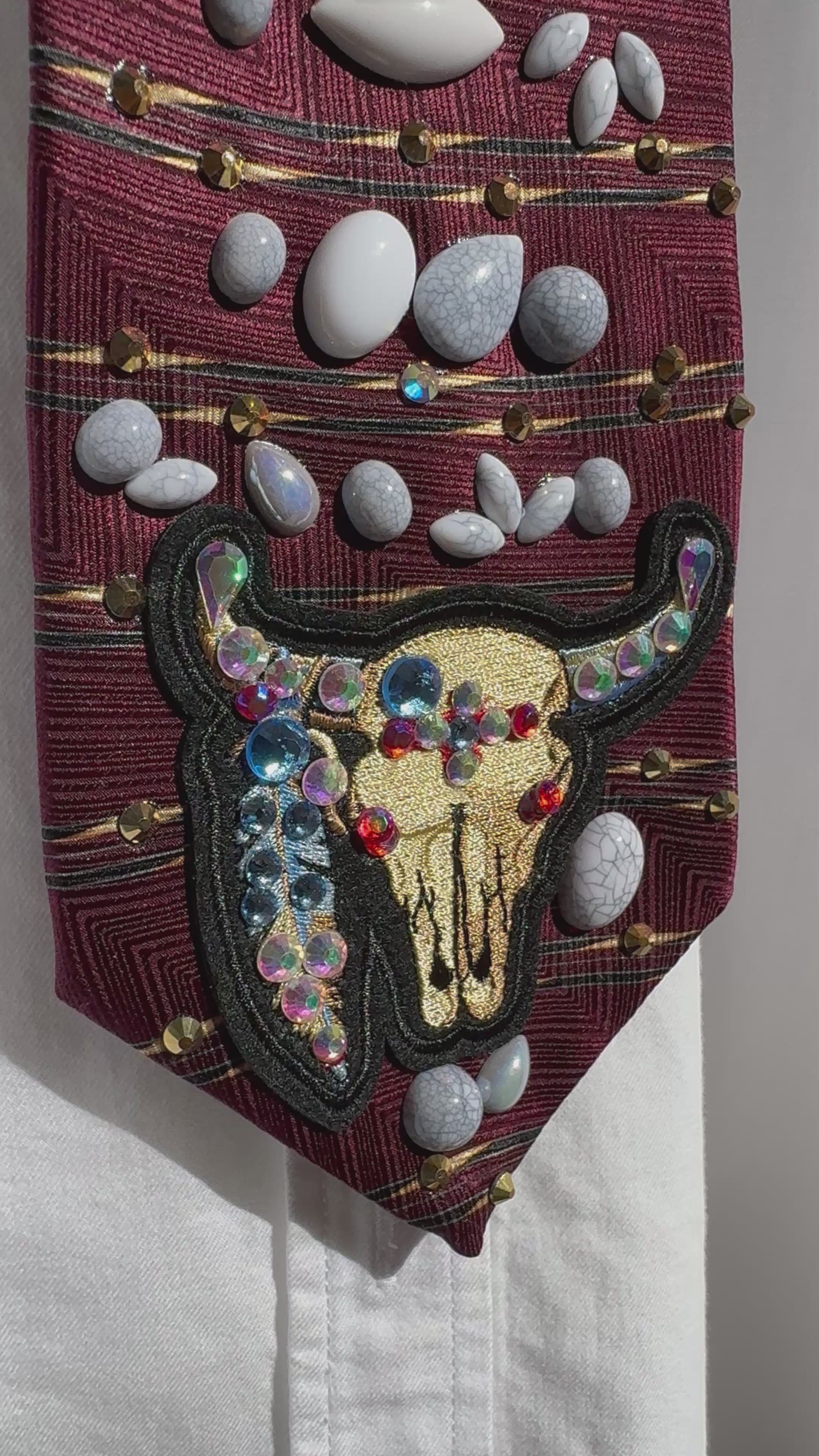 Burgundy Longhorn Aztec Western Royalty Tie