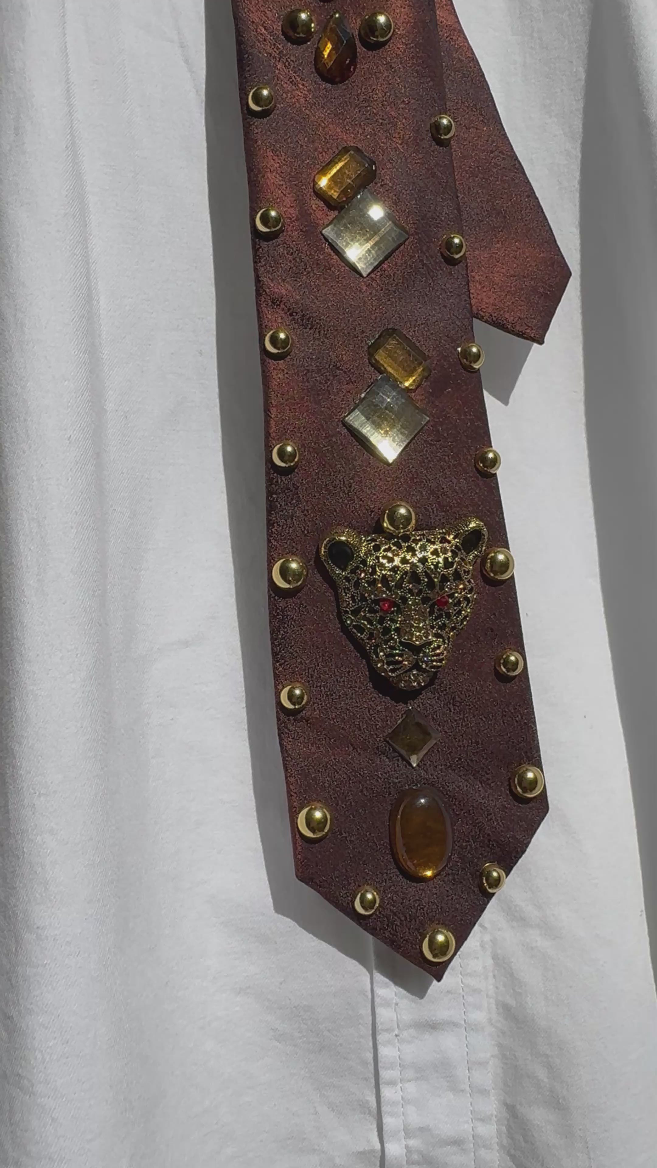 Topaz Brown Mad Jaguar High Class Royalty Nature Tie