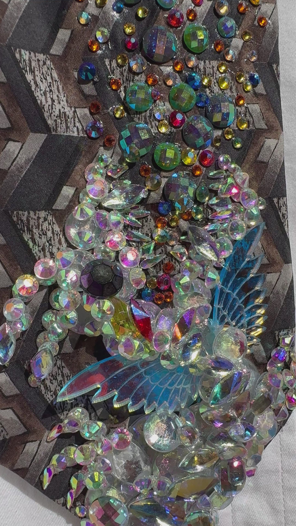 Grey Iridescent Dragon Spitting Rainbow Flames Royalty Tie