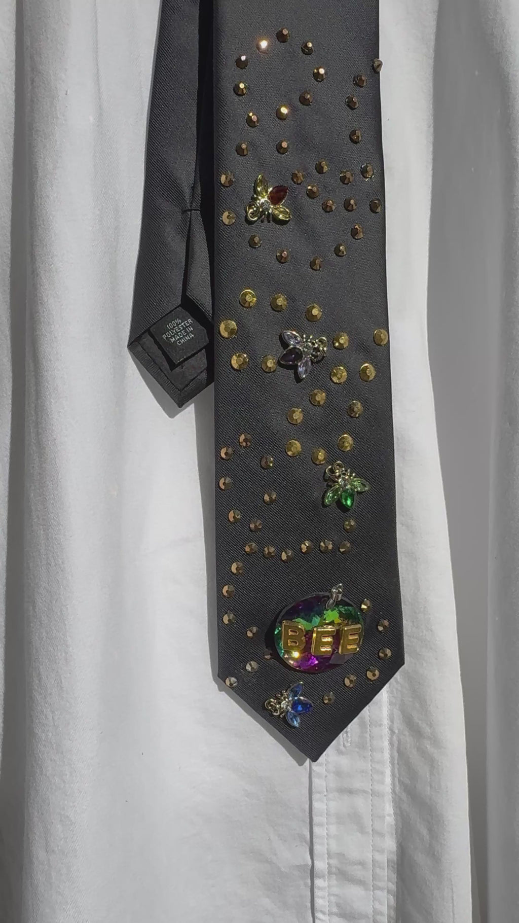 Black Flying Bumblee Bees Spelling Bee Royalty Tie