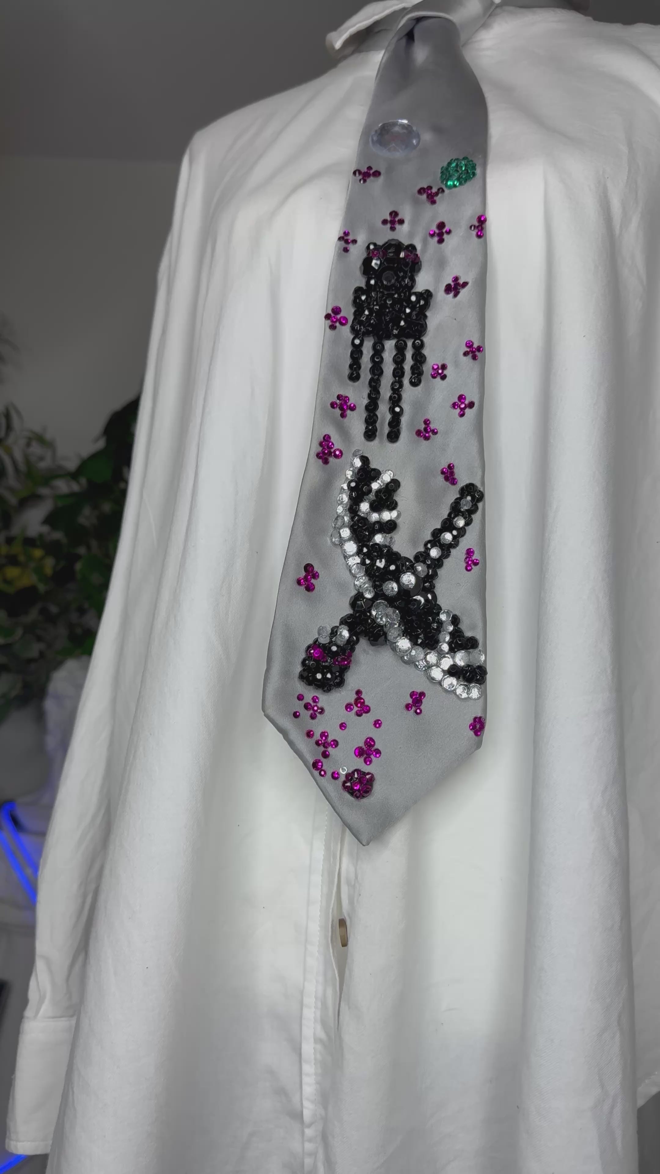 Grey Silk Enderman Near Enderpearl With Enderdragon Flying in Enderworld Minecraft Tie