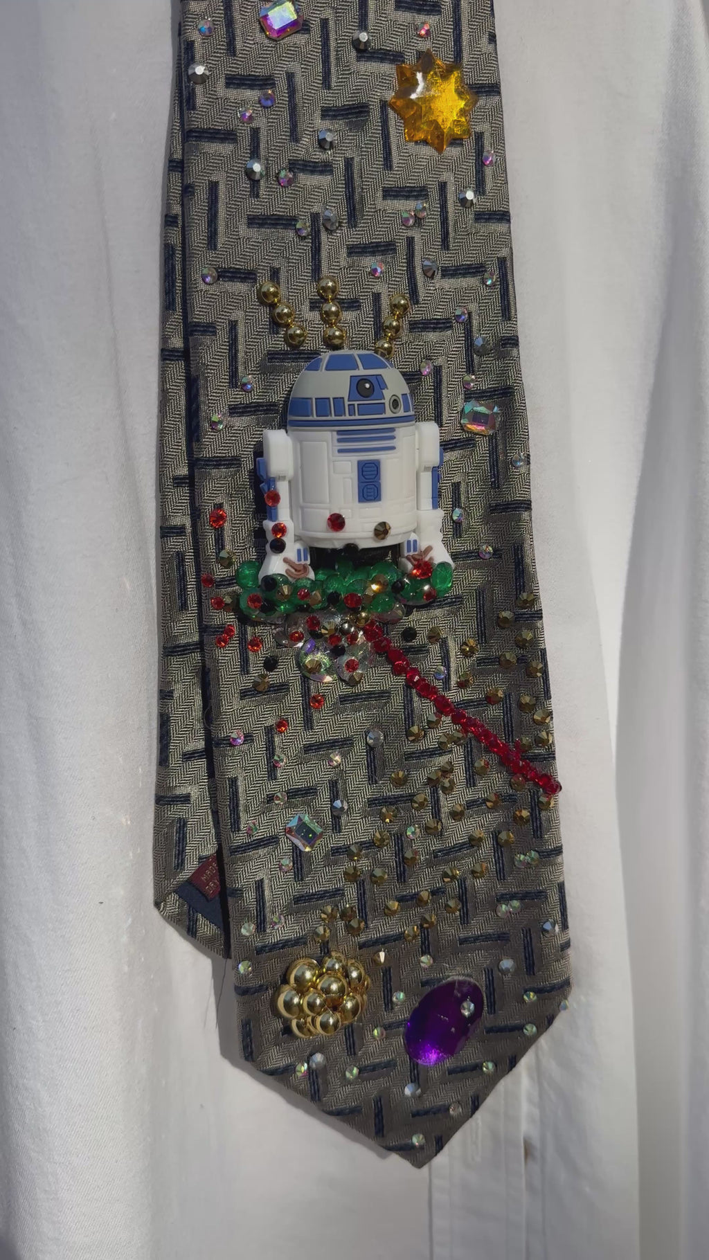 Grey R2 D2 Under Attack Star Wars Tie
