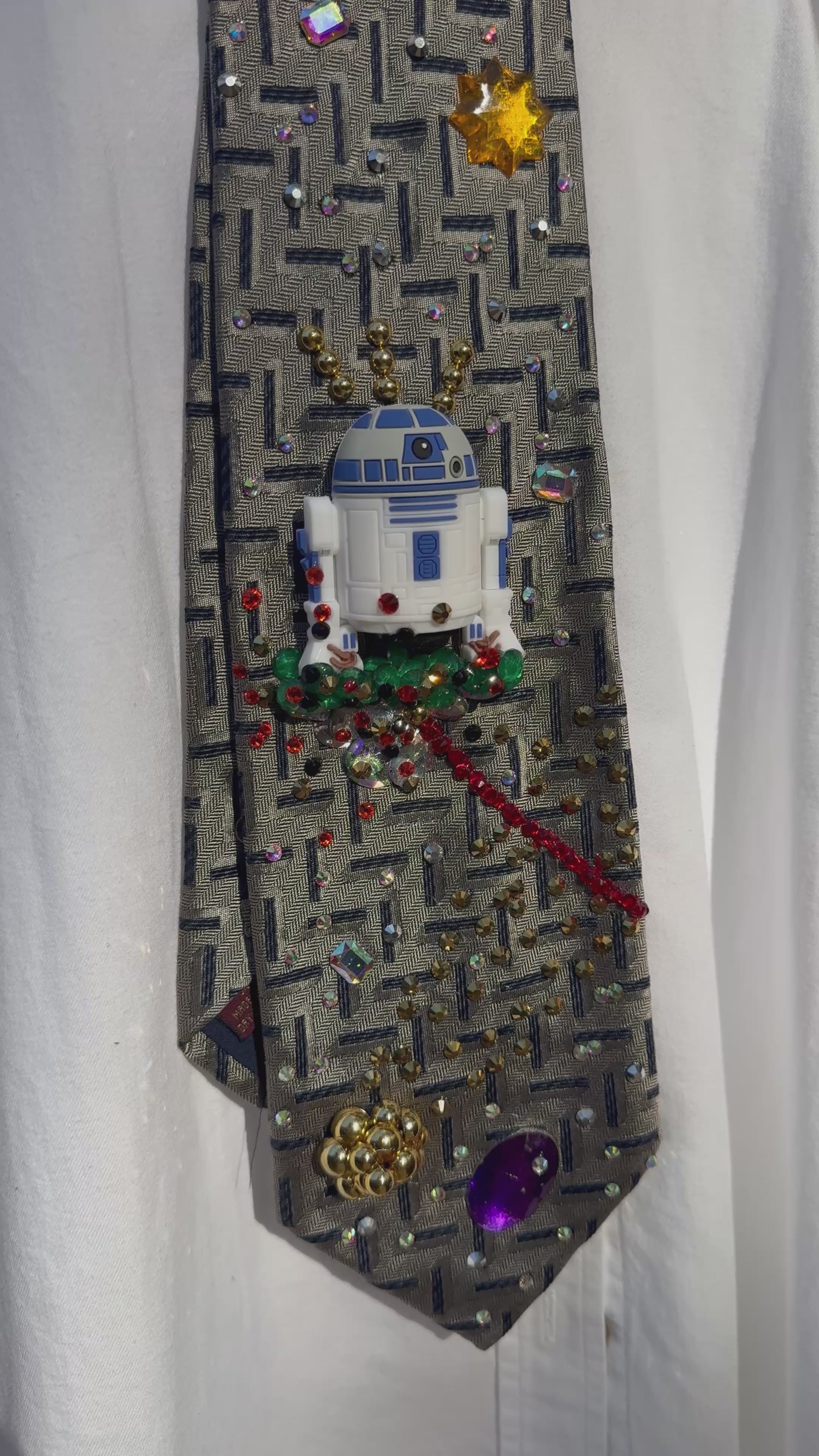 Grey R2 D2 Under Attack Star Wars Tie