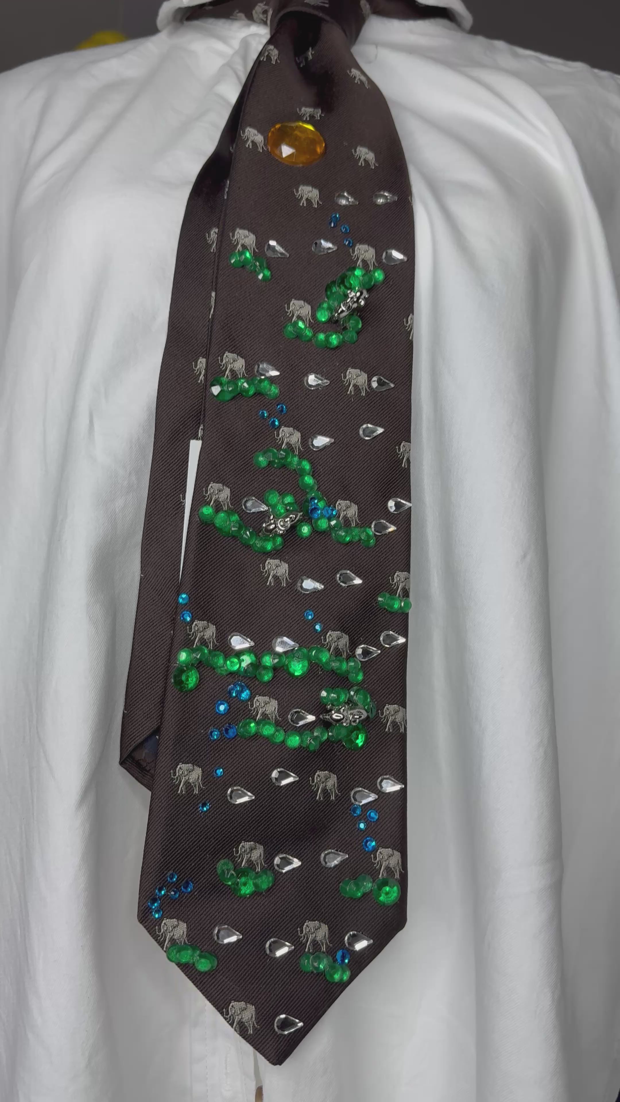 Brown Family of Elephants Walking Through Nature Royalty Tie