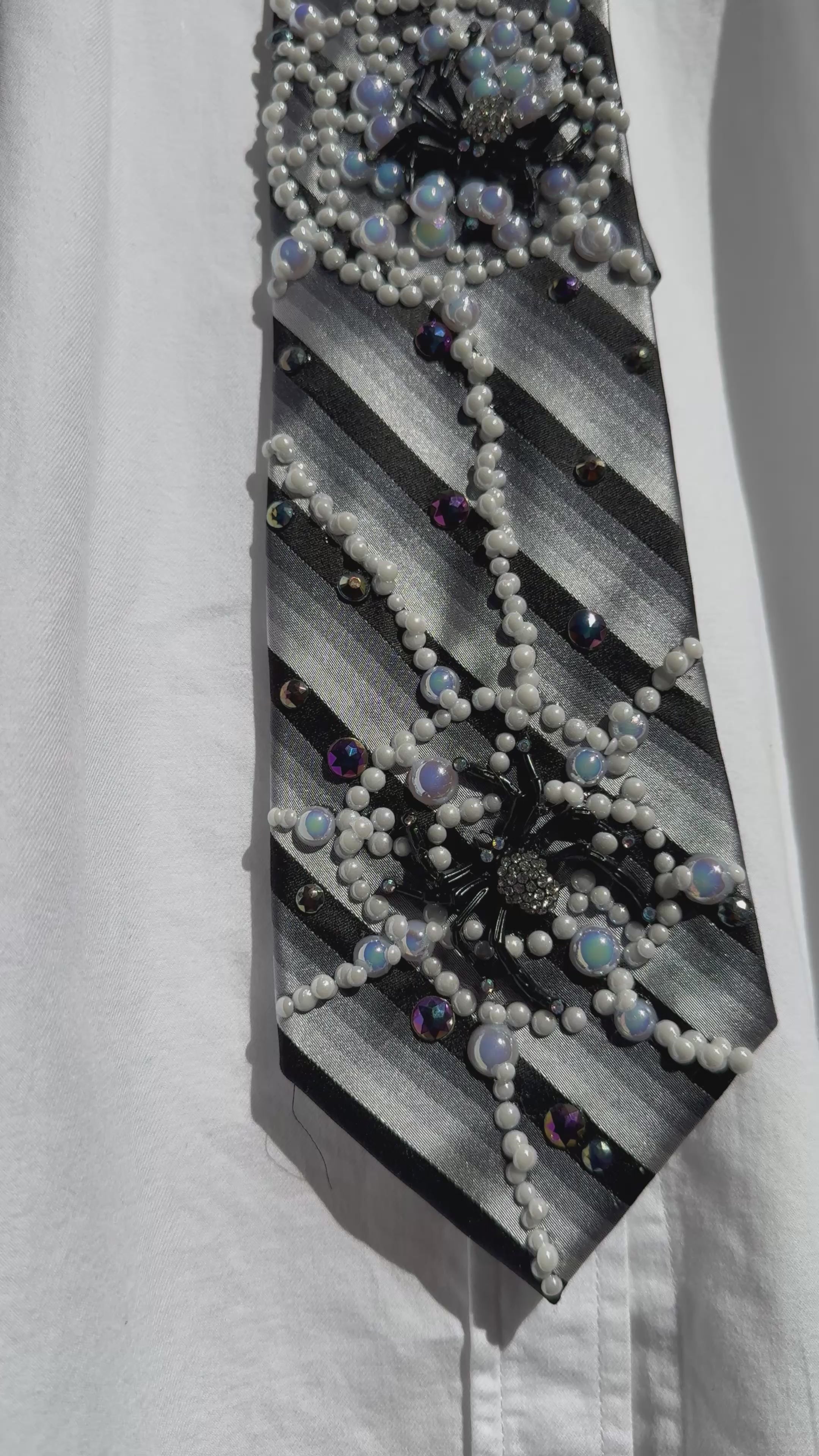White and Black Striped Spiders Nature Royalty Tie