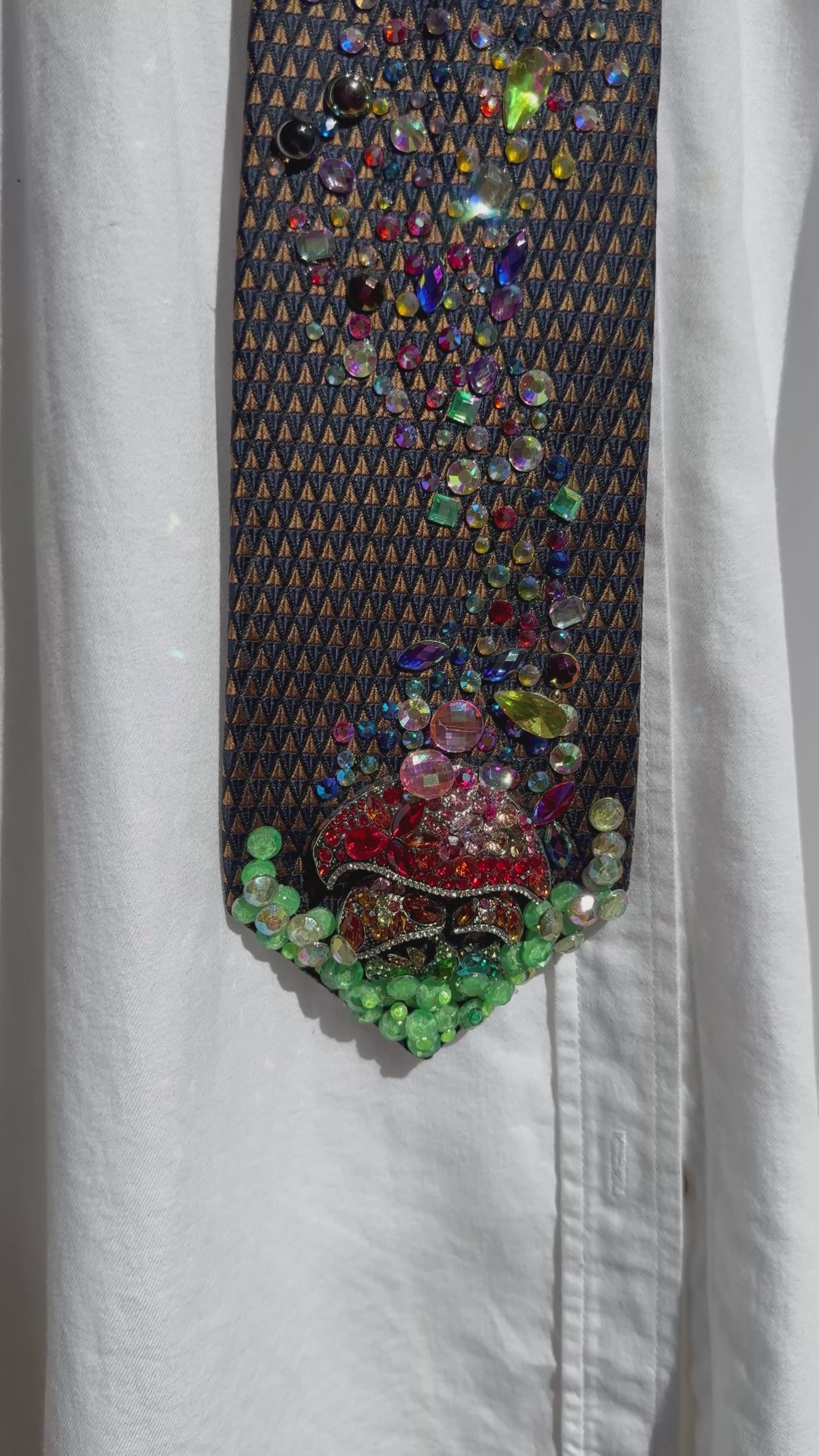 Navy Blue and Orange Magical Mushrooms Aura Nature Tie