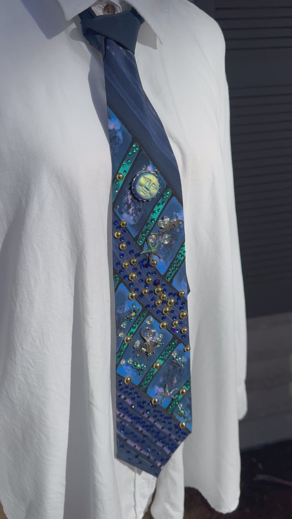 Deep Royal Blue Marbled Aquarium Nature Royalty Tie